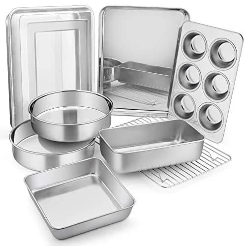 E-far Stainless Steel Bakeware Set 9-Piece | Durable, Dishwasher Safe & Versatile thumbnail 1