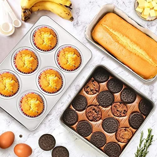 E-far Stainless Steel Bakeware Set 9-Piece | Durable, Dishwasher Safe & Versatile thumbnail 4