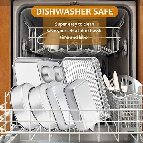 E-far Stainless Steel Bakeware Set 9-Piece | Durable, Dishwasher Safe & Versatile thumbnail 7