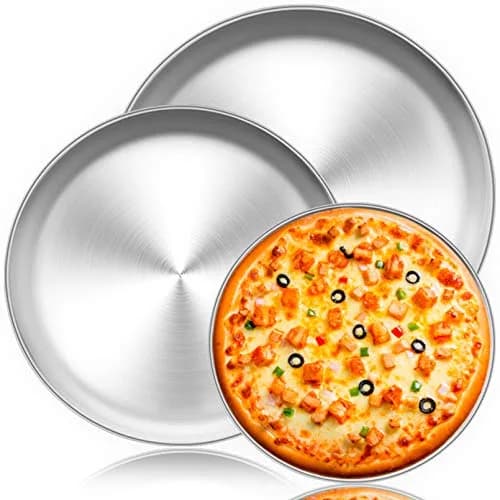 TeamFar Pizza Pan Set of 3 | Heavy Duty Stainless Steel Baking Trays for Family & Gift (10.2/11.8/13.4 Inch) thumbnail 1