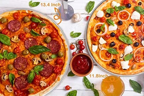 TeamFar Pizza Pan Set of 3 | Heavy Duty Stainless Steel Baking Trays for Family & Gift (10.2/11.8/13.4 Inch) thumbnail 5