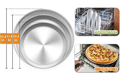 TeamFar Pizza Pan Set of 3 | Heavy Duty Stainless Steel Baking Trays for Family & Gift (10.2/11.8/13.4 Inch) thumbnail 3