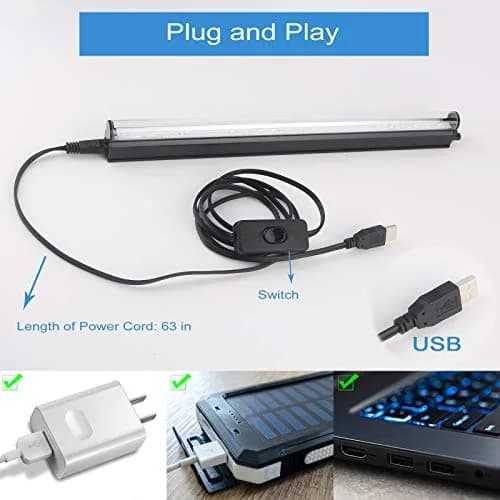 GREENIC UV Black Light Bar, 10W 1ft USB Portable T5 UV Blacklight Tube for Body Paint & Party Decor thumbnail 6
