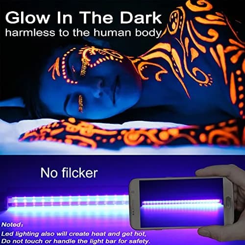 GREENIC UV Black Light Bar, 10W 1ft USB Portable T5 UV Blacklight Tube for Body Paint & Party Decor thumbnail 2