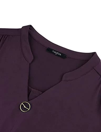 VALOLIA Women's V Neck 3/4 Sleeve Blouse XX-Large Dark Purple | Stylish & Casual Tunic thumbnail 3