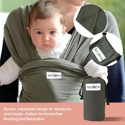 ACRABROS Baby Wrap Carrier, Hands-Free Sling for Newborns to Toddlers (8-35 lbs) | Breathable & Comfortable thumbnail 5