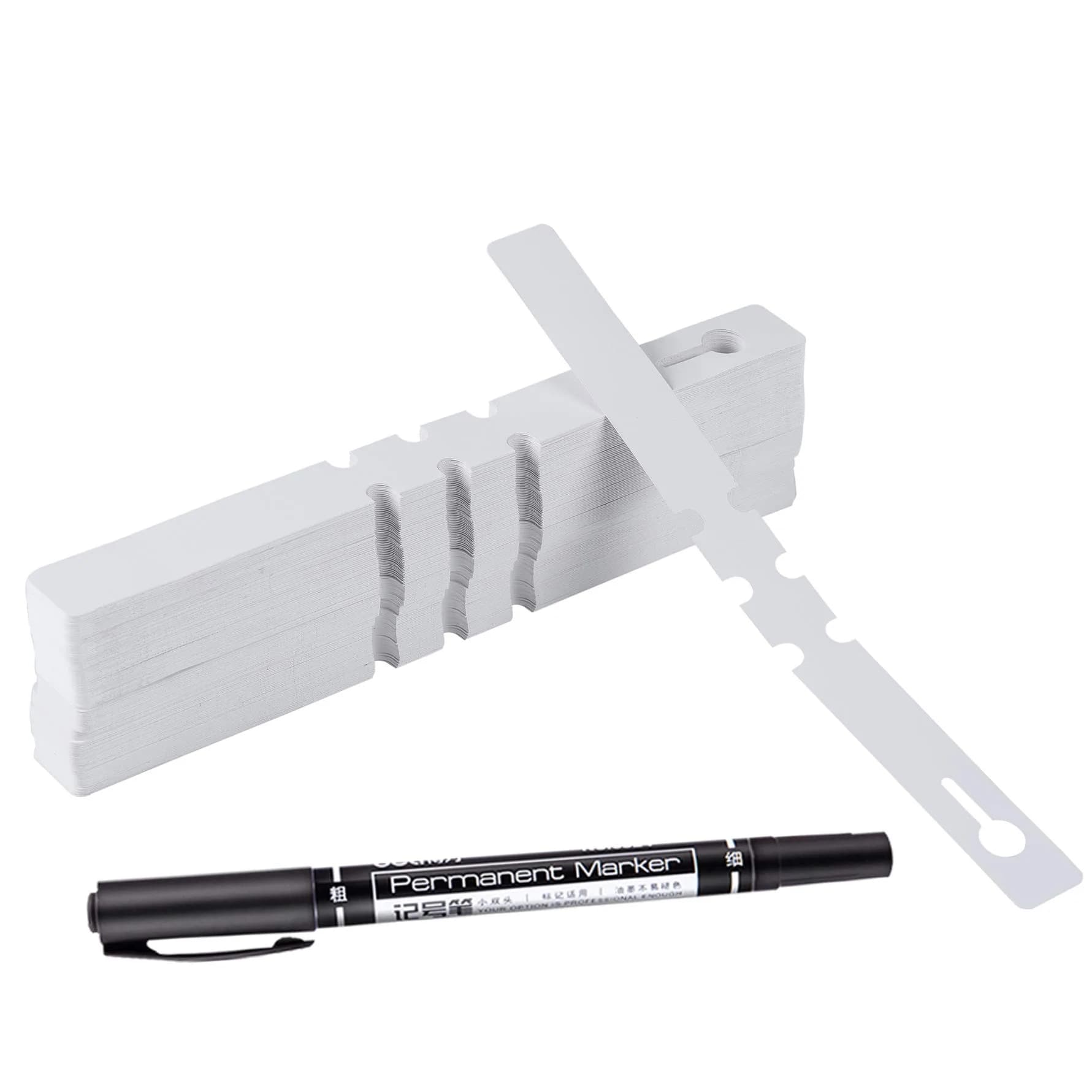 MIHEY White Plastic Plant Tags with Marker Pen, 20cm (7.87 inch) - 200 Pcs | Durable & UV Resistant - main product image