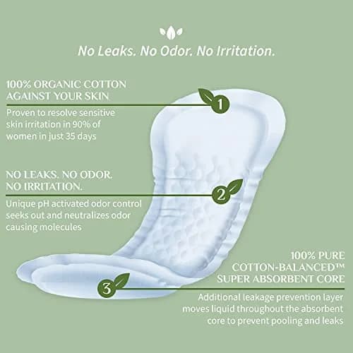 Organyc Organic Cotton Incontinence Pads Maximum Absorbency, 16 Count (1 Pack) | Hypoallergenic & Fragrance-Free thumbnail 4