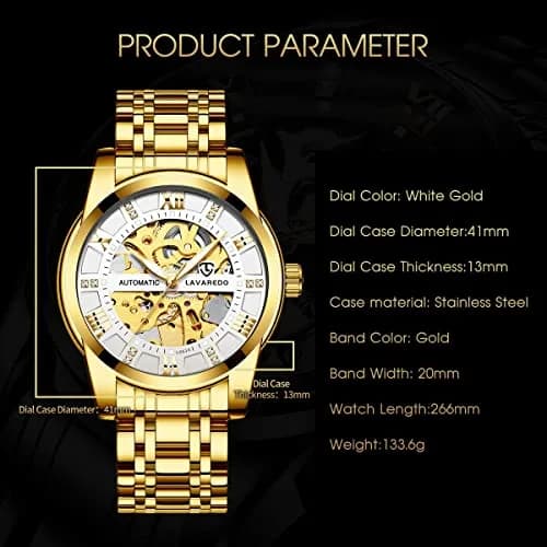 A ALPS Automatic Mechanical Watch for Men | 41mm Stainless Steel Case, 20mm Band, 30M Water Resistant thumbnail 4
