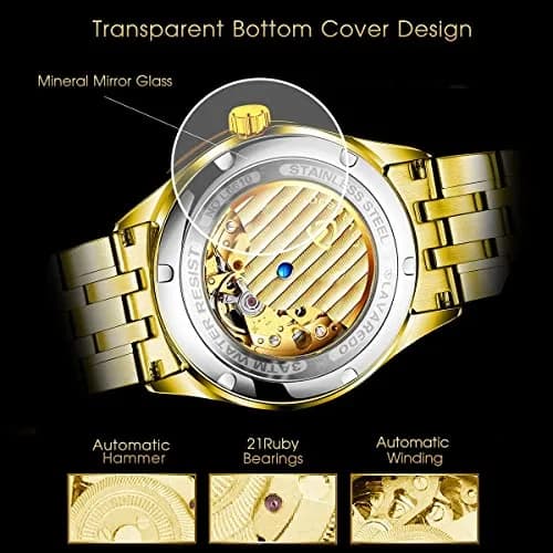 A ALPS Automatic Mechanical Watch for Men | 41mm Stainless Steel Case, 20mm Band, 30M Water Resistant thumbnail 3