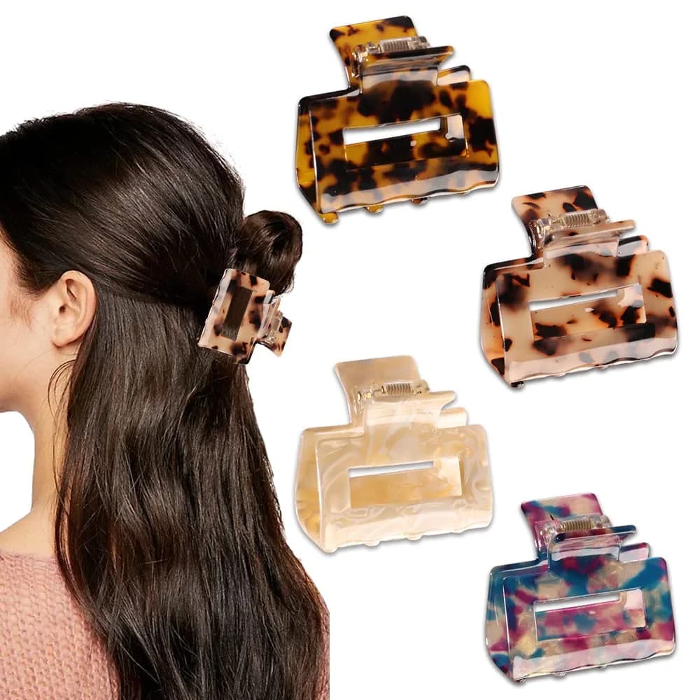 Magicsky Hair Claw Clips for Women Girls | 4 Pack, Thick & Thin Hair, Short Square | Elegant & Fashionable