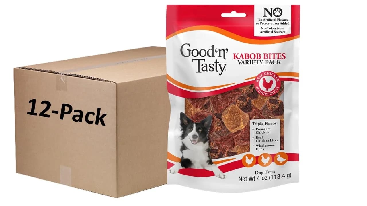 Good ‘N’ Tasty Kabob Bites Dog Treats 18 oz | Soft & Chewy, Triple-Protein, No Artificial Flavors — 4 Ounce / Kabob Bites