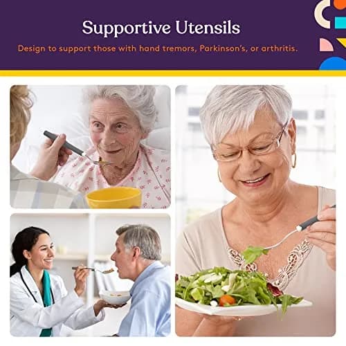 Special Supplies Adaptive Utensils 5-Piece Set Grey | Non-Weighted, Non-Slip Handles for Hand Tremors, Arthritis, Parkinson’s or Elderly Use thumbnail 2