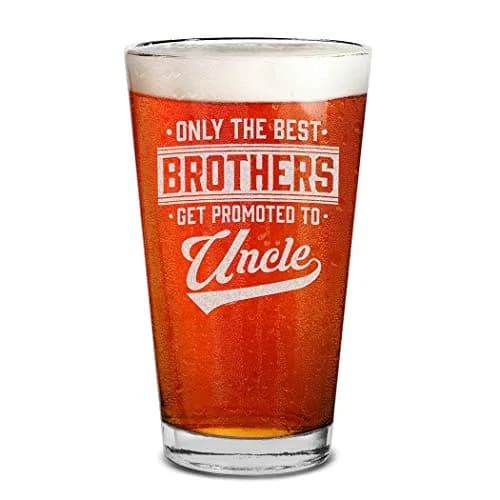 shop4ever Only the Best Brothers Get Promoted To Uncle Beer Pint Glass 16 Oz | Pregnancy Announcement Gift thumbnail 1
