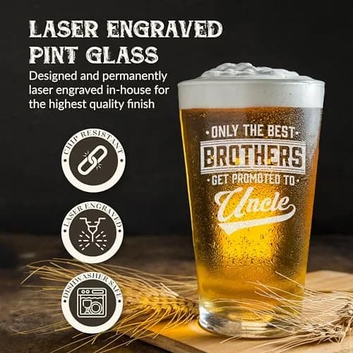 shop4ever Only the Best Brothers Get Promoted To Uncle Beer Pint Glass 16 Oz | Pregnancy Announcement Gift thumbnail 2