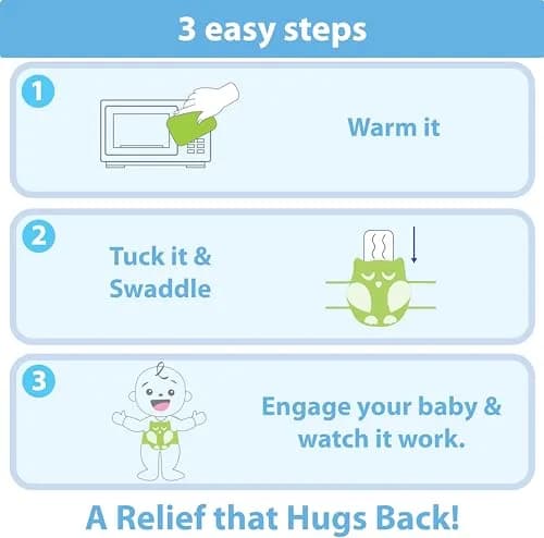 bebon Belly Hugger Baby Colic, Gas and Upset Stomach Relief Heated Tummy Wrap with Reusable Gel Pack for Newborns and Infants (Grey-white) thumbnail 5