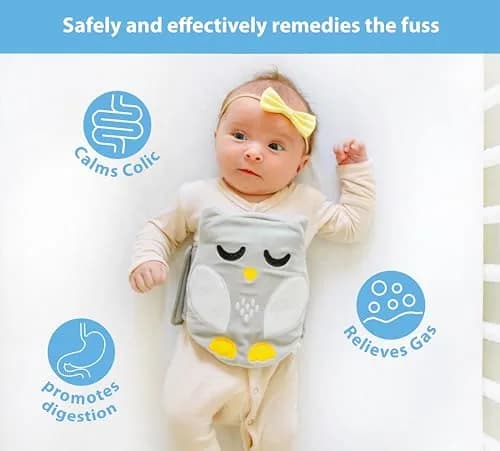 bebon Belly Hugger Baby Colic, Gas and Upset Stomach Relief Heated Tummy Wrap with Reusable Gel Pack for Newborns and Infants (Grey-white) thumbnail 2