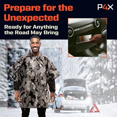 PREPARED4X Emergency Poncho with Mylar Blanket Liner 4-Pack (Camo) | Waterproof & Wind-Resistant for Survival Kits thumbnail 5