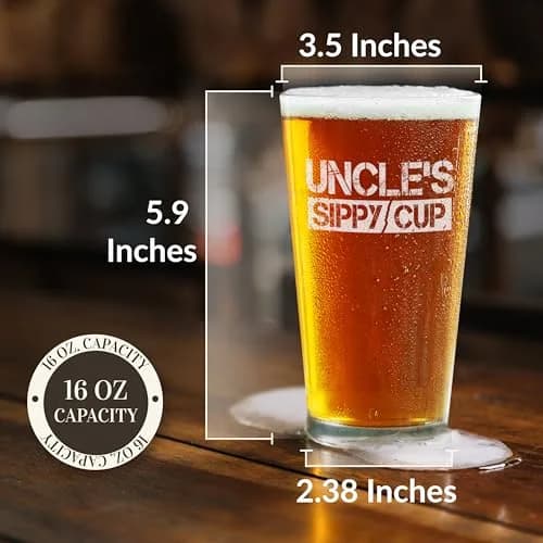 shop4ever Funny Uncle's Sippy Cup Beer Pint Glass 16 oz Gift | Laser Engraved Humor for Beer Lovers thumbnail 3