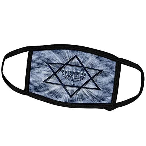 3dRose Hanukkah Menorah with Star of David in Blue Face Mask, 7.25 x 4.7-inch | Stylish & Reusable Hanukkah Accessory thumbnail 1