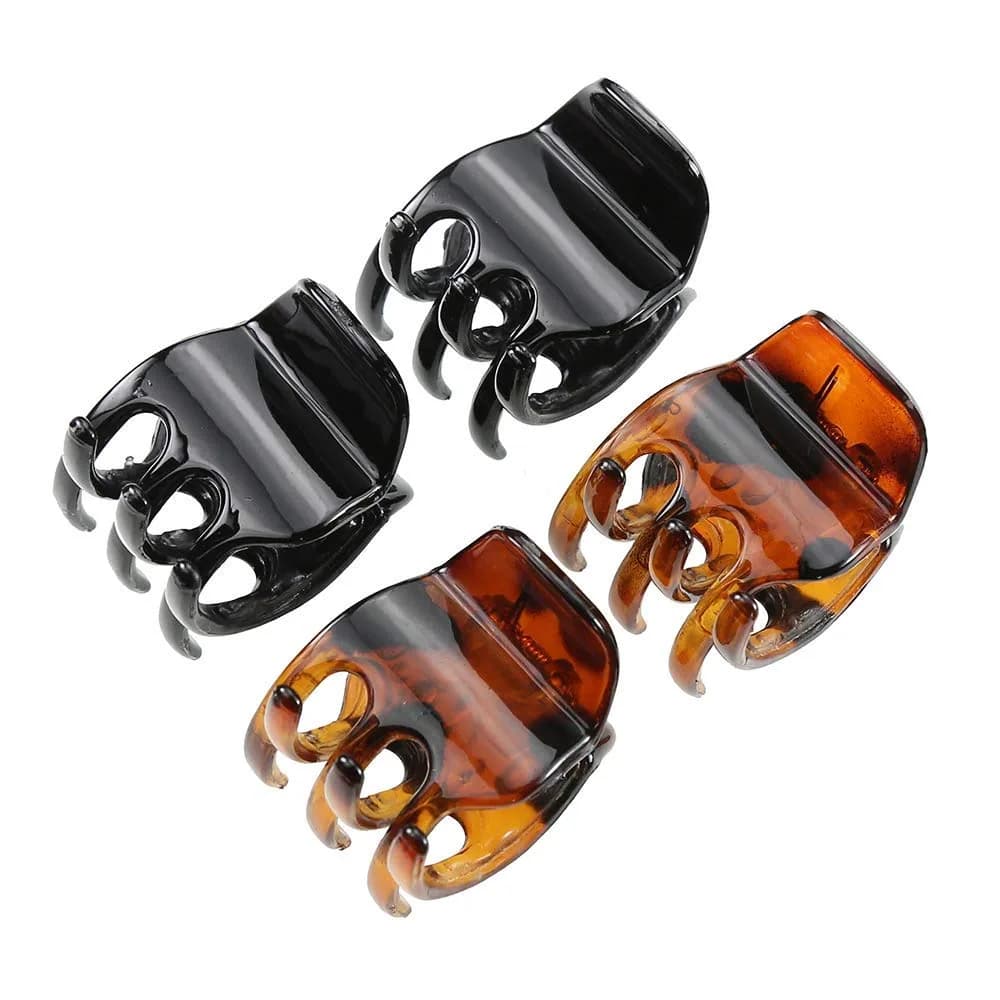 minihope Medium Claw Clips for Women - 4 Pack Hair Jaw Clips, 1.37 Inch Nonslip Hair Accessories for Easy Updo, Makeup & Face Washing, Black and Brown Plastic Hair Claws for All Hair Types