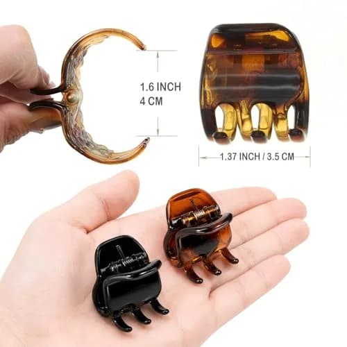 minihope Medium Claw Clips for Women - 4 Pack Hair Jaw Clips, 1.37 Inch Nonslip Hair Accessories for Easy Updo, Makeup & Face Washing, Black and Brown Plastic Hair Claws for All Hair Types thumbnail 4