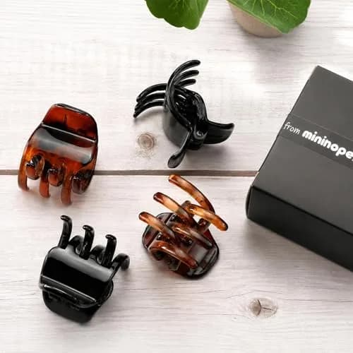 minihope Medium Claw Clips for Women - 4 Pack Hair Jaw Clips, 1.37 Inch Nonslip Hair Accessories for Easy Updo, Makeup & Face Washing, Black and Brown Plastic Hair Claws for All Hair Types thumbnail 8