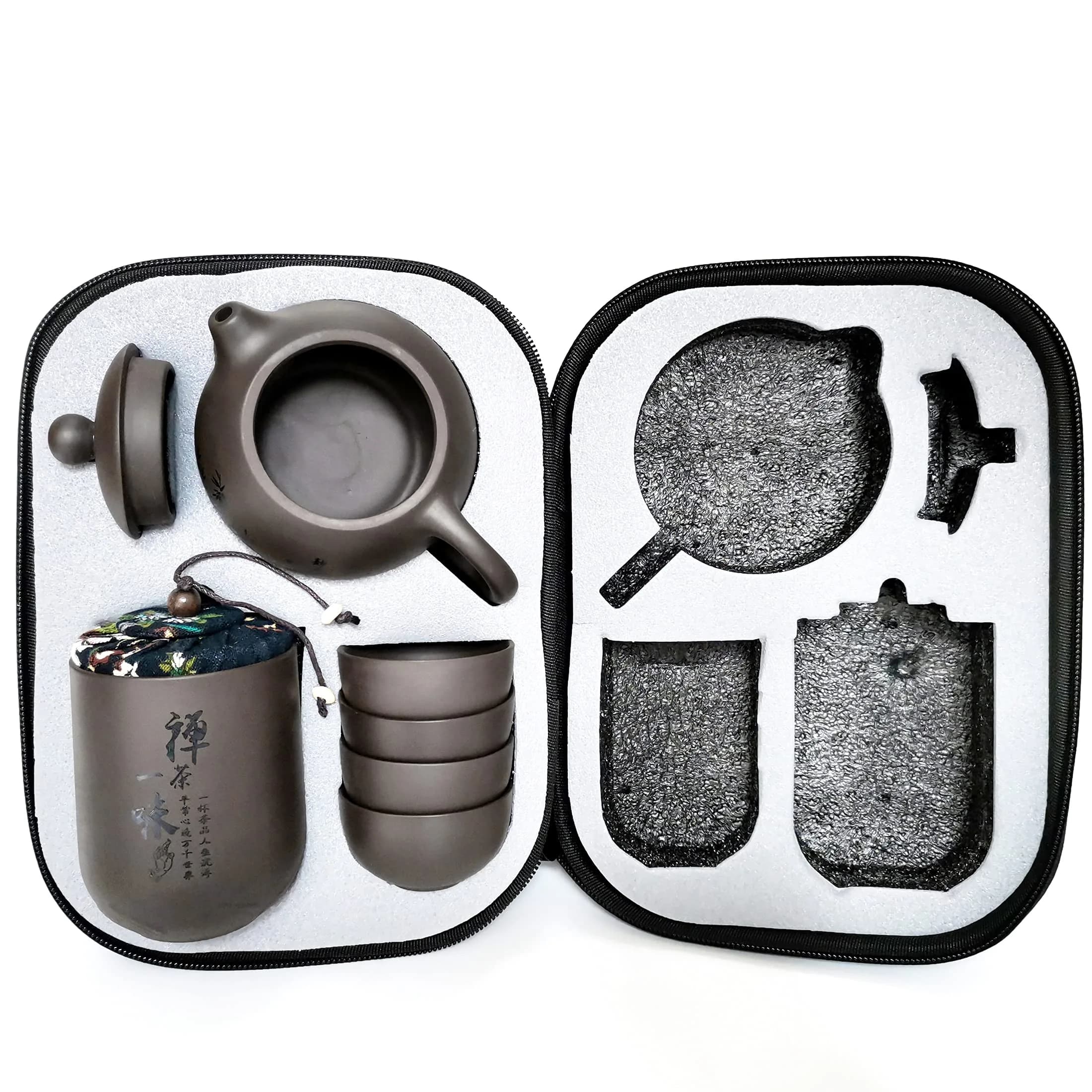 muyule Handmade Ceramic Portable Tea Set with Travel Bag, 255ml (8.6 fl oz) | Traditional Chinese Kung Fu Tea Ceremony - main product image