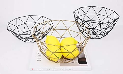 IBWell Geometric Metal Wire Fruit Bowl Black | Modern Iron Arts Storage Basket for Kitchen Counter (27cm / 10.6 inches) thumbnail 5