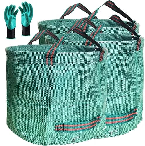 Tespher Lawn Garden Waste Bags 137 Gallon | Heavy Duty Reusable Yard Debris Containers (D34,H34 in) with Gardening Gloves thumbnail 1