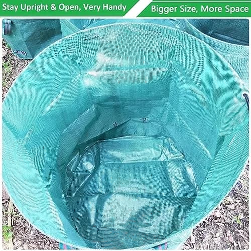 Tespher Lawn Garden Waste Bags 137 Gallon | Heavy Duty Reusable Yard Debris Containers (D34,H34 in) with Gardening Gloves thumbnail 5