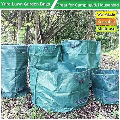 Tespher Lawn Garden Waste Bags 137 Gallon | Heavy Duty Reusable Yard Debris Containers (D34,H34 in) with Gardening Gloves thumbnail 6
