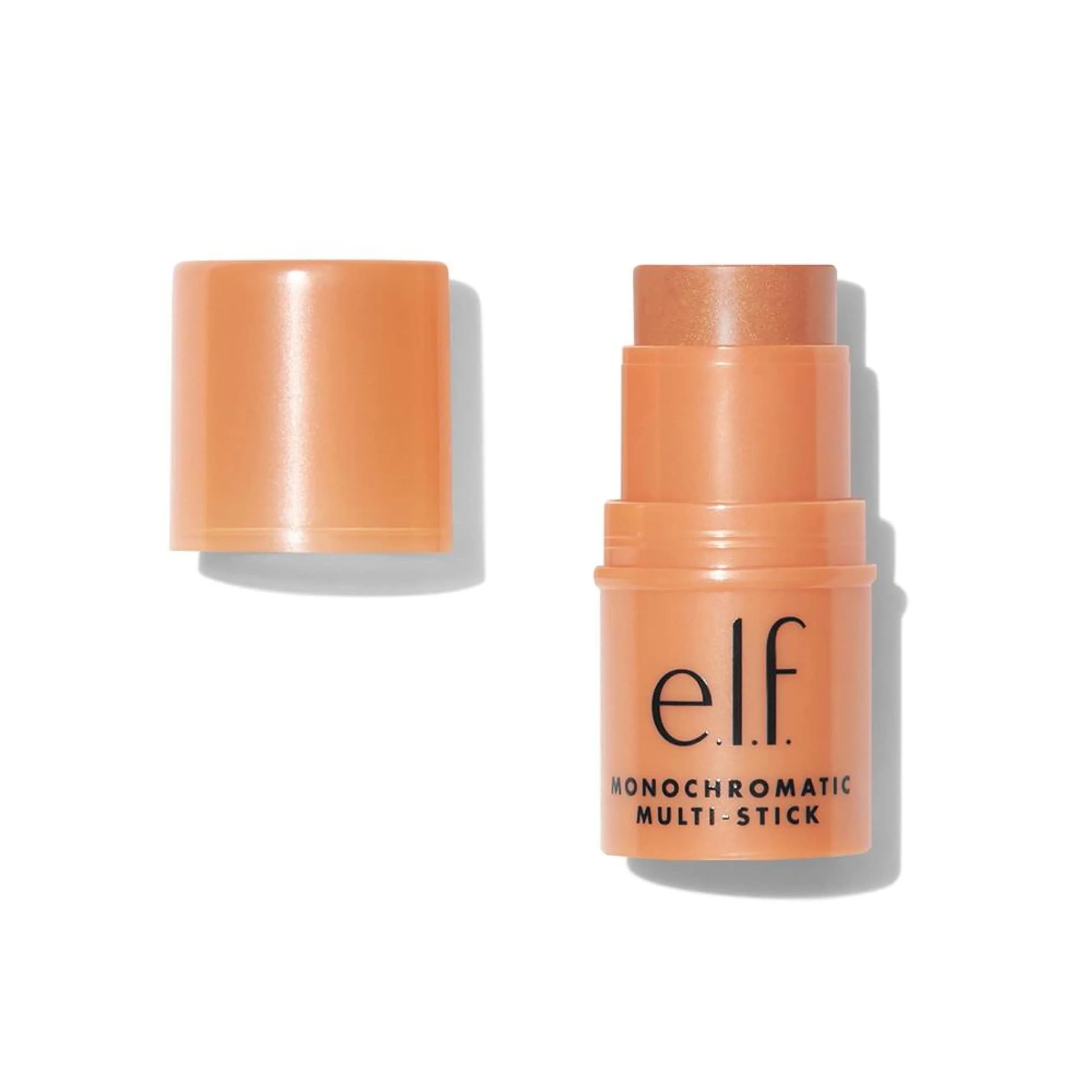 e.l.f. Monochromatic Multi Stick Glistening Peach 5ml (0.155 Oz) | Cream-to-Powder Versatile Makeup — Glowing Mango