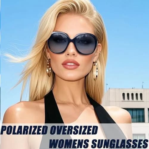 Joopin B10-Navy Blue/Blue Gradient Oversized Butterfly Sunglasses for Women | Polarized UV400 thumbnail 2