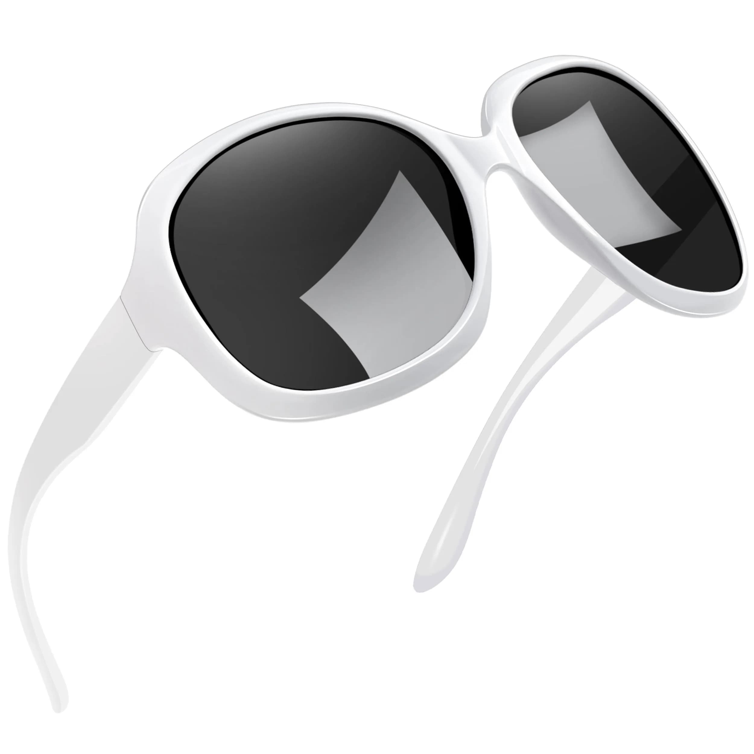 Joopin B05 Gloss White/Black Oversized Butterfly Sunglasses for Women | Polarized UV400 Protection