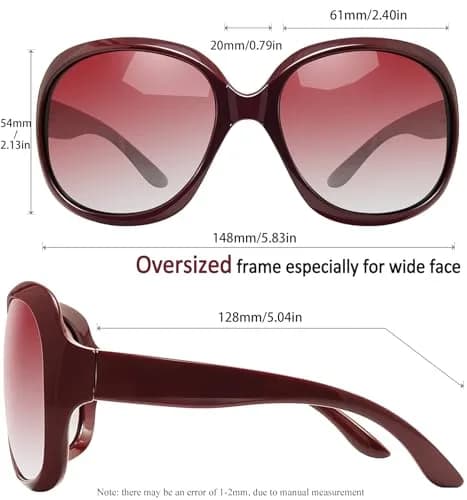 Joopin Oversized Butterfly Sunglasses for Women - B09-Wine Red/Red Gradient Polarized UV400 thumbnail 4