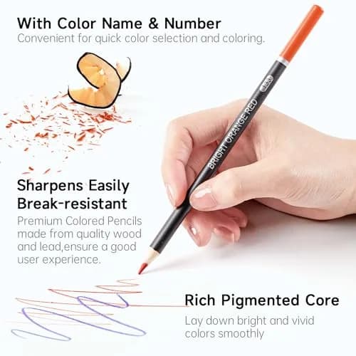 Shuttle Art 138 Colored Pencils Set with Sketch Pad & Book | Vibrant, Break-Resistant, Perfect for Artists & Kids thumbnail 4