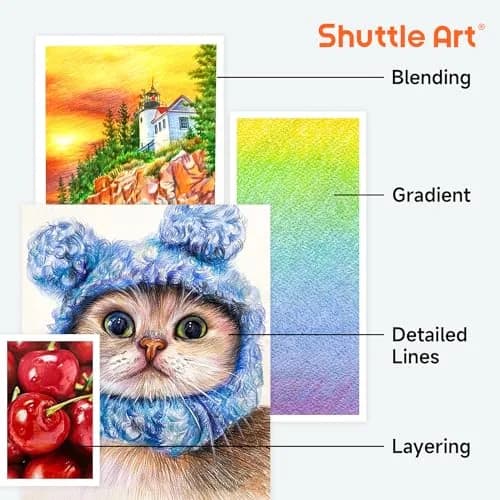 Shuttle Art 138 Colored Pencils Set with Sketch Pad & Book | Vibrant, Break-Resistant, Perfect for Artists & Kids thumbnail 7