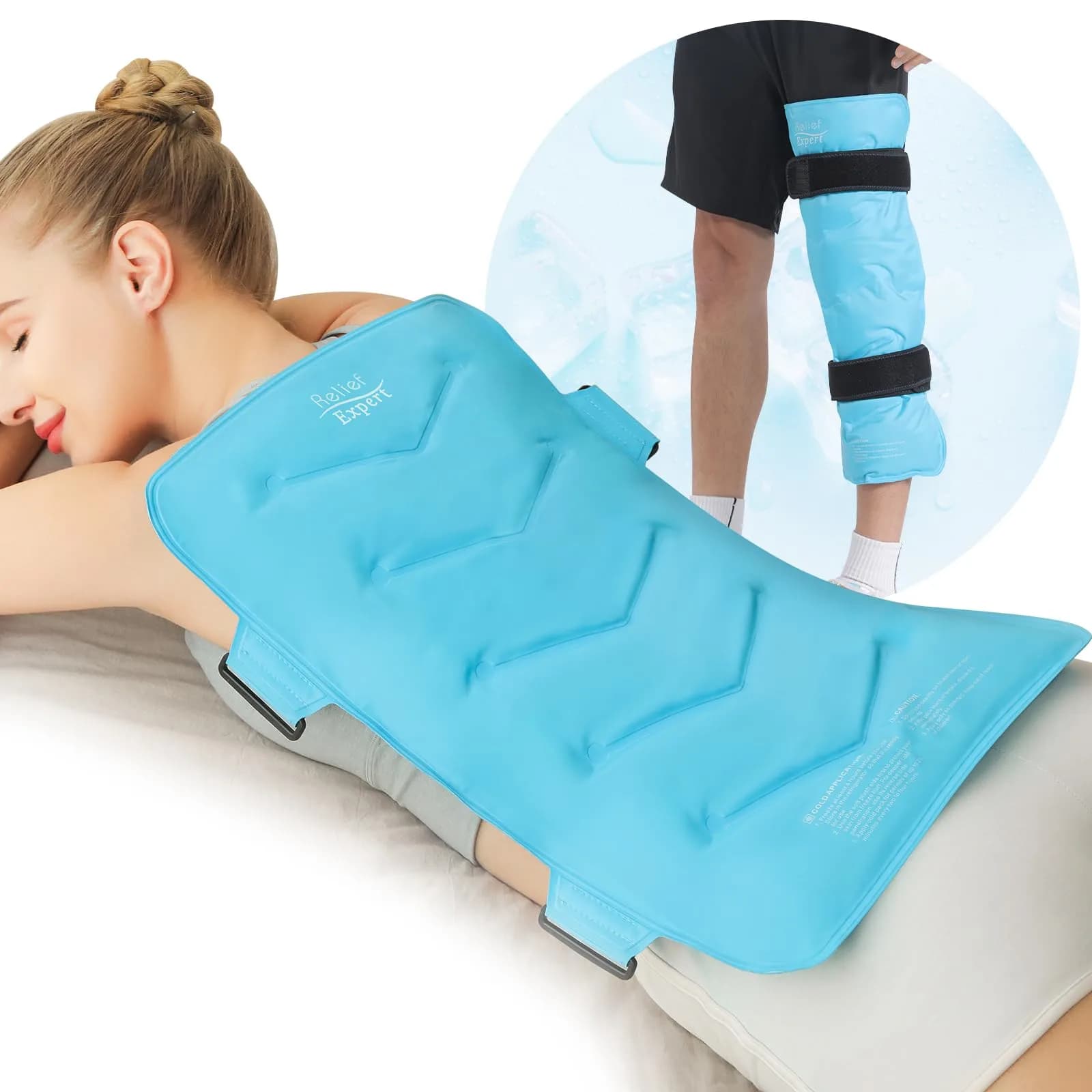 Relief Expert XXL Full Back Ice Pack Wrap 53cm x 53cm (21"x21") | Reusable Cold Compress for Back Discomfort & Muscle Fatigue - main product image