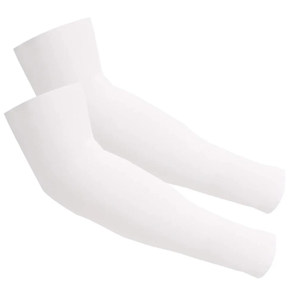 FOOTINSOLE.COM Cooling Arm Sleeves White + Gray 2 Pairs | UPF 50+ UV Protection for Sports — White + White