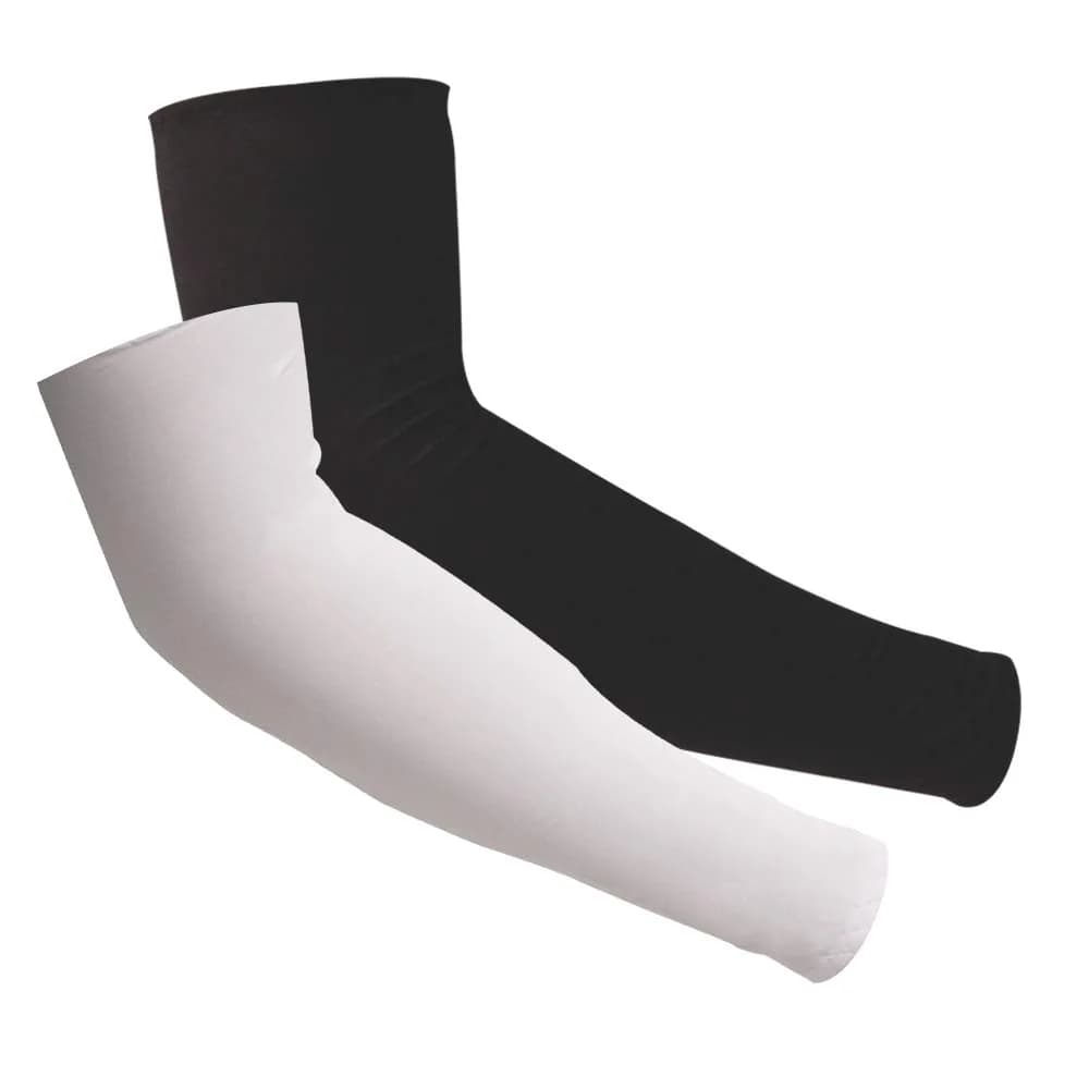 FOOTINSOLE.COM Cooling Arm Sleeves White + Gray 2 Pairs | UPF 50+ UV Protection for Sports — Black + Gray