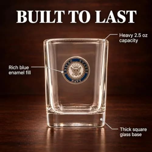 Indiana Metal Craft US Navy Crest Enamel Emblem Shot Glass | 2.5 oz Square, Made in USA thumbnail 5