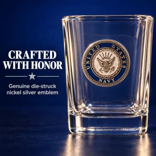 Indiana Metal Craft US Navy Crest Enamel Emblem Shot Glass | 2.5 oz Square, Made in USA thumbnail 3