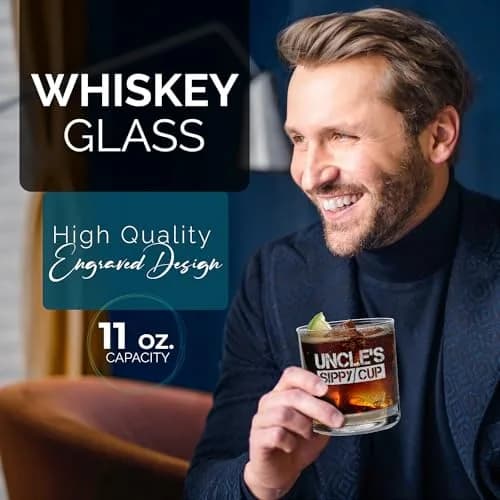 shop4ever Uncle's Sippy Cup Engraved Whiskey Glass, 11 oz | Perfect Uncle Gift thumbnail 2