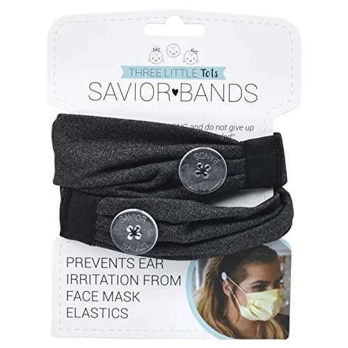 Three Little Tots Savior Band Headband with Buttons for Mask | Dark Gray, 1 Count thumbnail 4