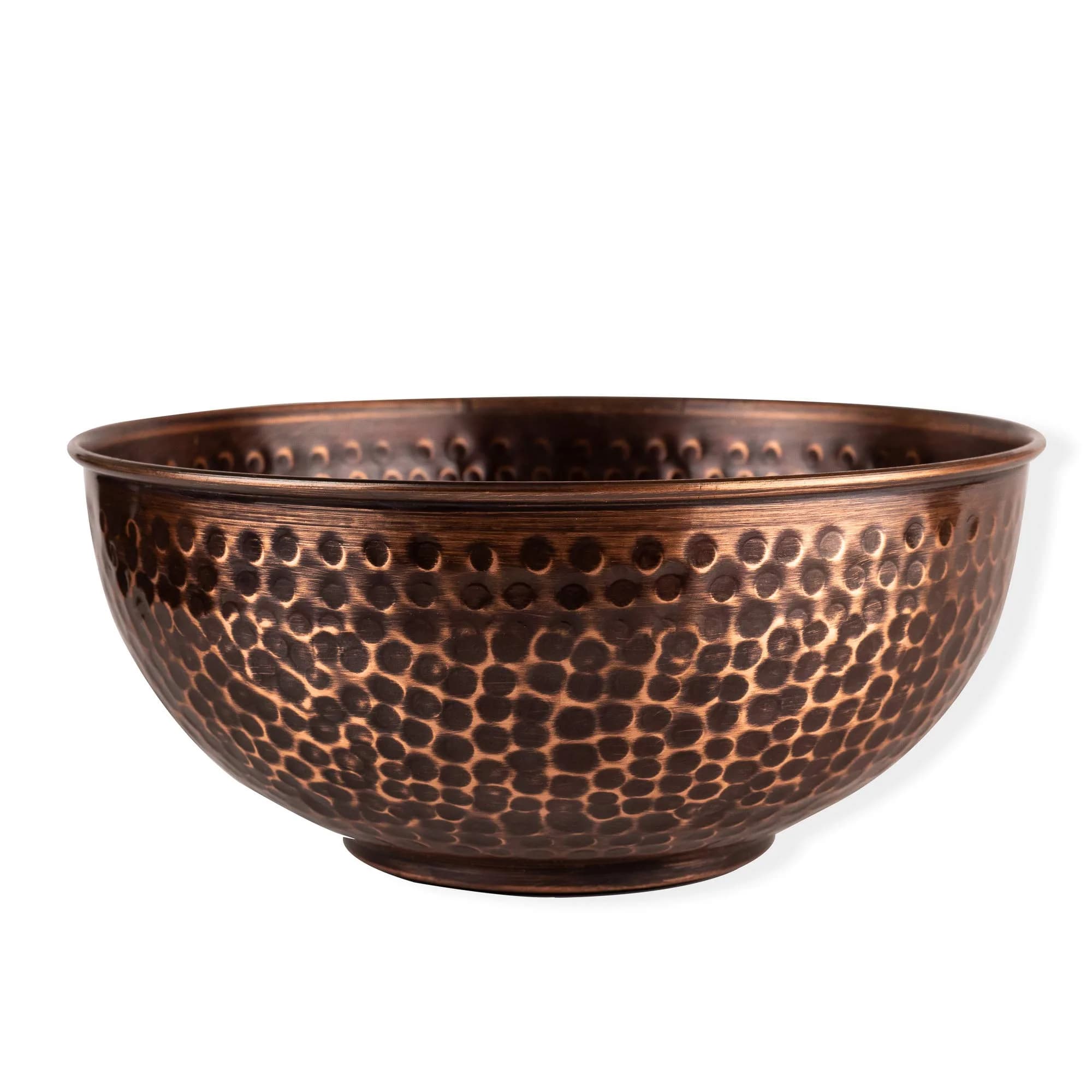 GoCraft Antique Copper Mixing Bowl 7.5 inch | Handcrafted Hammered Copper Bowl for Whisking Eggs, Tossing Salad, Serving, or Kitchen Décor - main product image