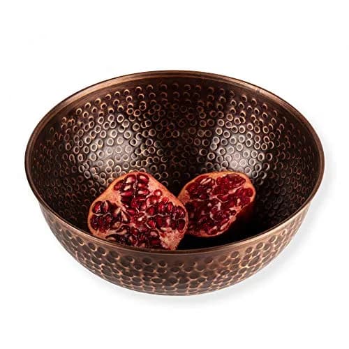 GoCraft Antique Copper Mixing Bowl 7.5 inch | Handcrafted Hammered Copper Bowl for Whisking Eggs, Tossing Salad, Serving, or Kitchen Décor thumbnail 3