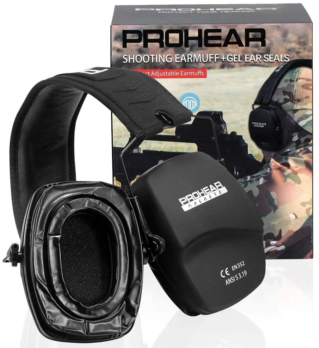 PROHEAR 016-GEP02 Shooting Earmuffs NRR 26dB Gel Cushions | 205g (0.46 lb) Passive Noise Reduction