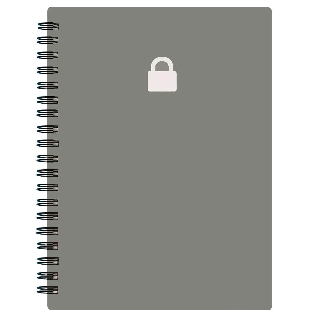 Nokingo Spiral Password Book with Alphabetical Tabs - 7 x 5 Inch | Organize Internet Logins — Grey / 5x7 Inch
