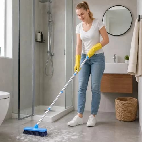 YONILL Long Handle Deck Scrub Brush with Extendable Pole | 127cm (50") Adjustable for Indoor & Outdoor Cleaning thumbnail 6